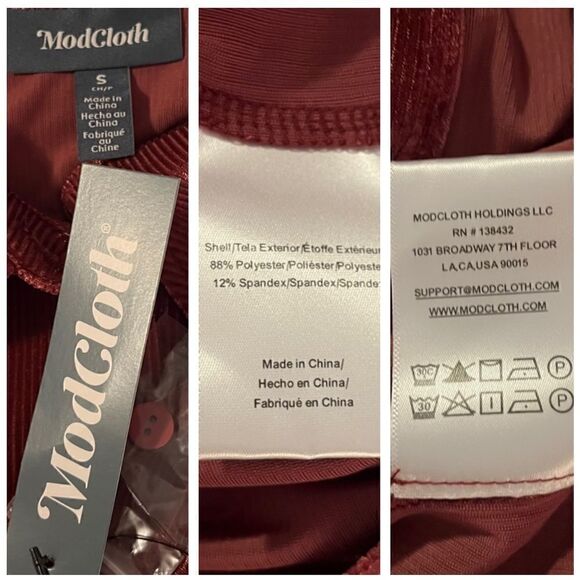 Modcloth Here For the Drama Button Up Corduroy Velvet Top Balloon Sleeve Wine S - Picture 11 of 12